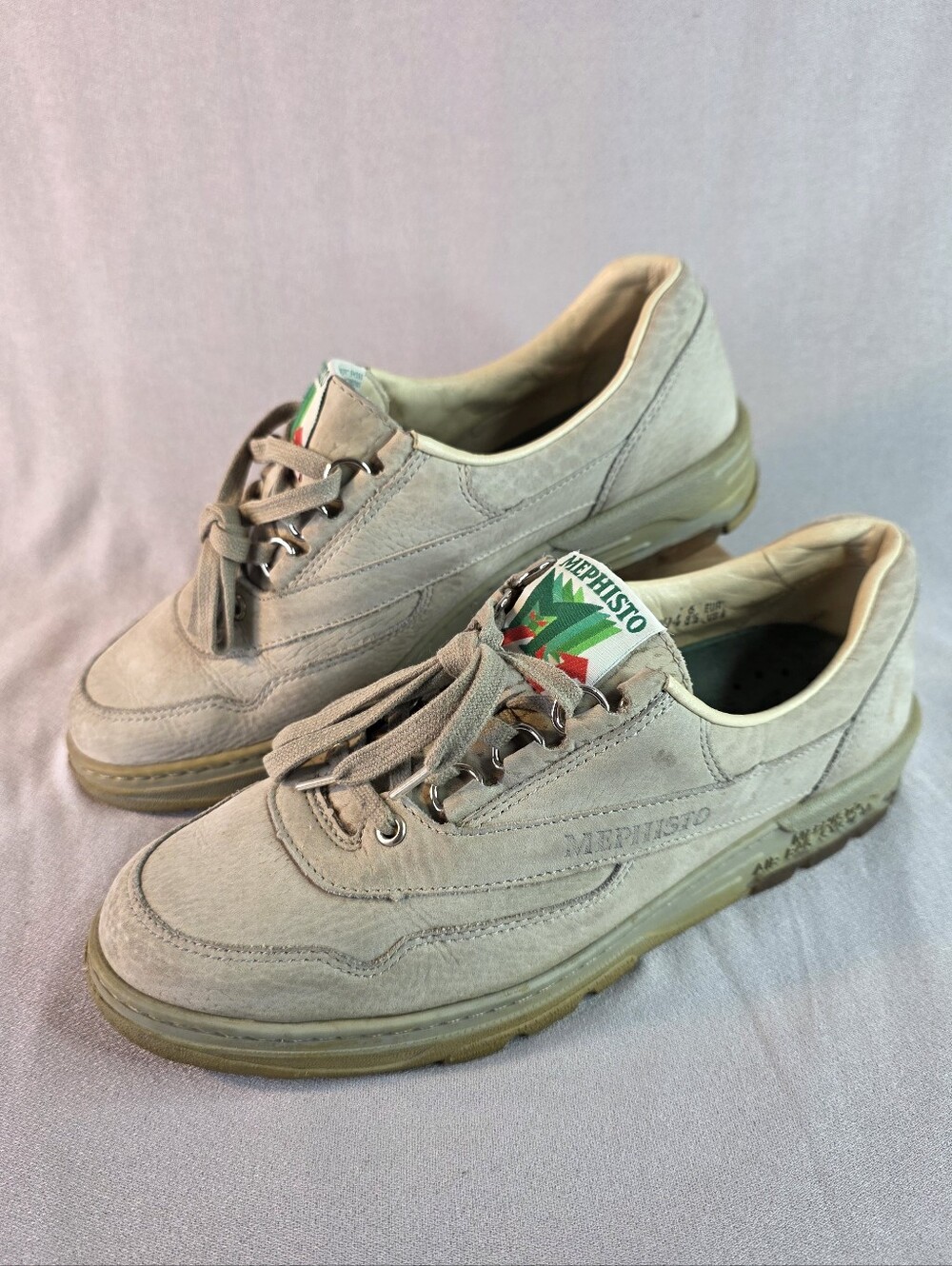 Mephisto Runoff Air Jet Tan Suede Lace-Up Sneakers Women's Size 8.5 US